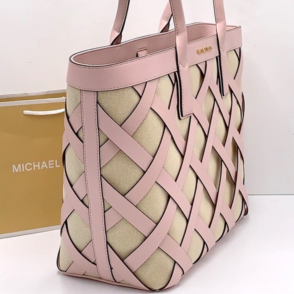 MICHAEL KORS SIENNA Large Tote Shoulder BAG In POWDER BLUSH Leather Canv… - Picture 6 of 16